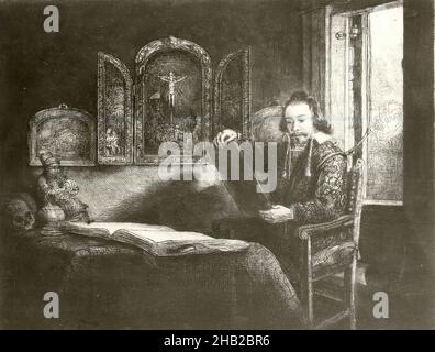 Abraham Franchen, Art Dealer, Rembrandt Harmensz. Van Rijn, Néerlandais, 1606-1669, Etching sur papier couché, ca.1656, 6 5/16 x 8 1/4 po, 16 x 21 cm Banque D'Images
