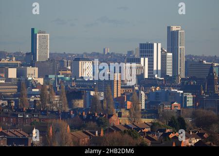 En regardant vers les bâtiments d'hébergement étudiant Arena Quarter dans le centre-ville de Leeds Banque D'Images