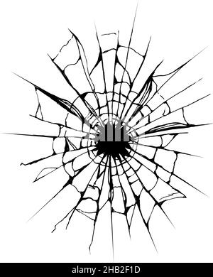 Fissure dans la glace ou le sol. Pare-brise endommagé. Croquis à la main sur fond blanc. Illustration de Vecteur
