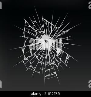 Fissure dans la glace ou le sol. Pare-brise endommagé. Croquis à la main sur fond blanc. Illustration de Vecteur