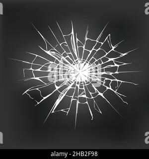 Fissure dans la glace ou le sol. Pare-brise endommagé. Croquis à la main sur fond blanc. Illustration de Vecteur