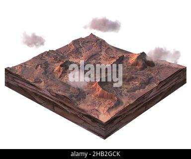 MicroWorld of Desert paysage 3D rendu CGI Banque D'Images