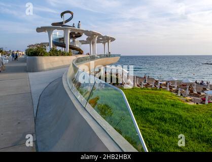 Club de plage d'Antasia, plage de SODAP, Paphos, Chypre Banque D'Images