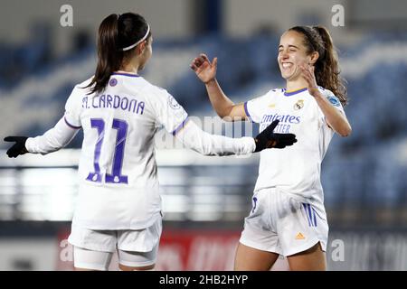 Marta Cardona et Maite Oroz (11 et 8, Real Madrid) célèbrent un but lors du match de groupe de l'UEFA Women's Champions League Real Madrid et WFC Kharkiv à l'Estadio Alfredo di Stefano à Madrid, Espagne Alberto Sáenz Molina / SPP Banque D'Images