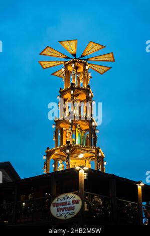 Le Moulin à vent au marché de Noël de Liverpool 2021 à St Johns Garden Banque D'Images