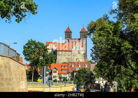 Magnifique château médiéval de Quedlinburg en Saxe-Anhalt, Allemagne Banque D'Images