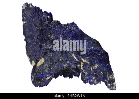 Azurite de Touissit, Maroc isolé sur fond blanc Banque D'Images