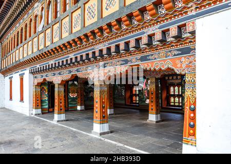 Extérieur du monastère Trashi Chhoe Dzong à Thimphu, Bhoutan, Asie Banque D'Images