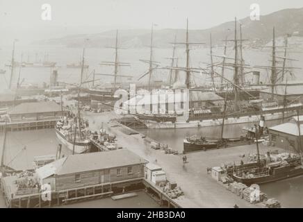 Quai Wellington, studio Burton Brothers, studio de photographie, vers 1880s, Dunedin,photographie en noir et blanc Banque D'Images