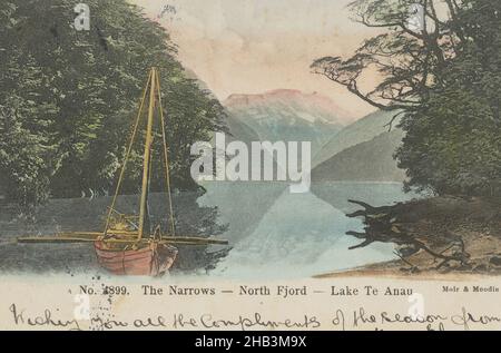 The Narrows, North Fjord, Lake te Anau, studio Muir & Moodie, 1900-1903, te Anau, lac, coloration des mains Banque D'Images