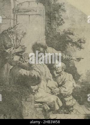 Le manteau de Joseph apporté à Jacob., Rembrandt van Rijn, après, vers 1633, gravure,Au cours de sa vie, les compétences extraordinaires de Rembrandt en tant que graveur ont été la principale source de sa renommée internationale.À la différence de ses peintures à l'huile, les imprimés voyageaient léger et étaient relativement bon marché.Pour cette raison, ils sont rapidement devenus très populaires auprès des collectionneurs non seulement à l'intérieur, mais aussi au-delà des frontières des pays-Bas. Banque D'Images