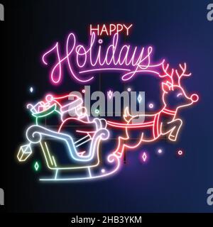 illustration du motif vectoriel de noël au néon Illustration de Vecteur