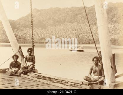 La lagune, Mango [Mago], Fidji.De l'album: New Zealand Views, Burton Brothers studio, studio de photographie, 1884, Dunedin,photographie en noir et blanc Banque D'Images