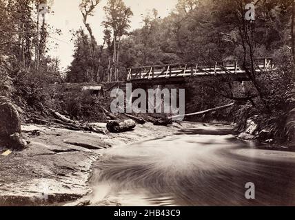 Gorge de Mongarewa, studio Burton Brothers, studio de photographie, 1870s, Dunedin,photographie en noir et blanc Banque D'Images