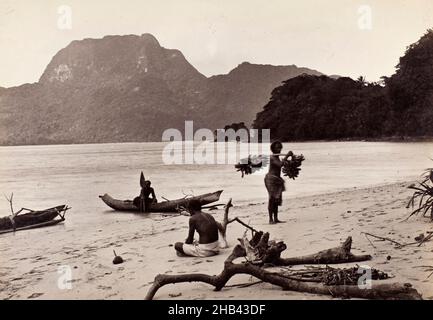 Pango Pango (sic) Harbour, Samoa, Burton Brothers studio, studio de photographie, juillet 1884,Dunedin, photographie en noir et blanc Banque D'Images