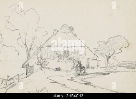 A l'arrière-plan, un mill. Feuille 31 verso et 32 recto d'un carnet de croquis avec 44 feuilles, figure sur un chemin près d'une maison à Batenburg., Willem Cornelis RIP, 1866 - 1922 Banque D'Images