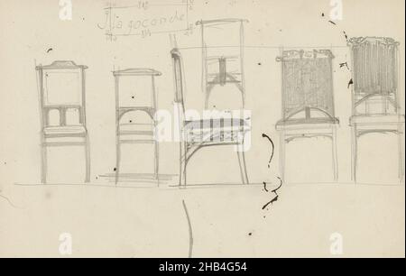Feuille 23 verso d'un carnet de croquis avec 25 feuilles, dessins pour une chaise, Carel Adolph Lion Cachet, 1908 Banque D'Images
