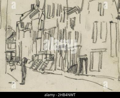 Page 10 à partir d'un carnet de 27 pages, vue de la Hazenstraat à Amsterdam, près du Lauriergracht., dessinateur: George Hendrik Breitner, Amsterdam, 1886 - 1903, George Hendrik Breitner, 1886 - 1903 Banque D'Images