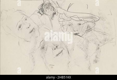 Avec et sans chapeau.Feuille 12 recto de l'esquisse LXIX avec 25 feuilles, têtes de femmes, Isaac Israël, 1875 - 1934 Banque D'Images