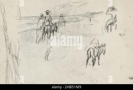 Feuille 5 recto de l'esquisse LXIX avec 25 feuilles, Donkey Riding Women on the Beach, Isaac Israël, 1875 - 1934 Banque D'Images
