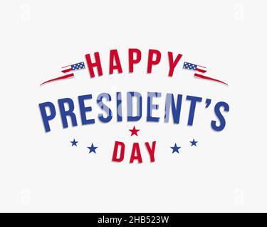 les présidents sont heureux avec des étoiles et un drapeau.Journée des présidents des États-Unis.Texte d'illustration vectorielle pour la journée des présidents aux États-Unis. Carte de vœux, bannière, affiche Illustration de Vecteur