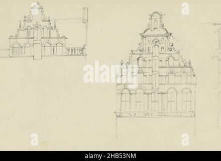 Études de façade, peut-être à Amsterdam.Feuille 72 verso d'un carnet de croquis de 91 pages, études de façade, peut-être à Amsterdam., Cornelis Springer, c.1846 - c.1882 Banque D'Images