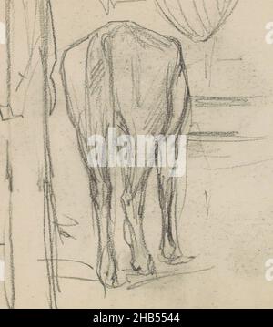 Le cheval est probablement dans un stable.Page 51 d'un carnet de 28 pages., dos de cheval, dessinateur: Marius Bauer, 1879 - c.1884, Marius Bauer, 1879 - c.1884 Banque D'Images