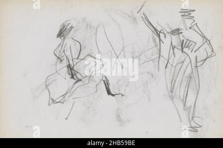 Les femmes ont mis une jambe dans l'air.On peut supposer qu'ils dansent le cancan.Page 32 d'un carnet de 35 feuilles, danseurs au Moulin Rouge, dessinateur: Marius Bauer, Paris, oct-1891, Marius Bauer,1891 Banque D'Images