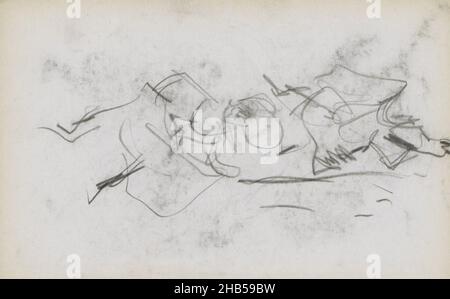 Les femmes lèvent leur jupe.On peut supposer qu'ils dansent le cancan.Page 34 d'un carnet de 35 feuilles, danseurs au Moulin Rouge, dessinateur: Marius Bauer, Paris, oct-1891, Marius Bauer,1891 Banque D'Images