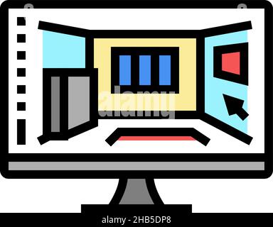 3d illustration vectorielle de l'icône de couleur de visualisation intérieure Illustration de Vecteur