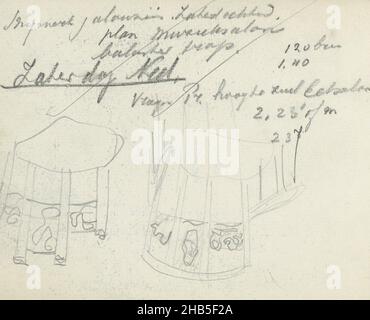 Feuille 12 verso d'un carnet de croquis avec 24 feuilles, dessins pour une chaise, Carel Adolph Lion Cachet, c.1928 Banque D'Images