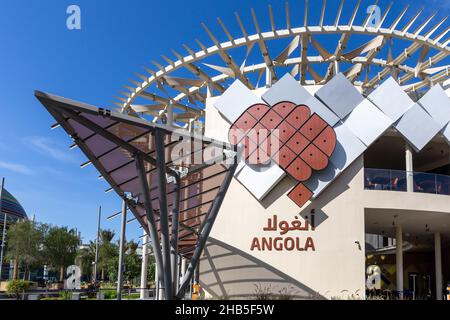 Dubaï, Émirats arabes Unis, 09.12.2021.Pavillon Angola à l'Expo 2020 Dubai, bâtiment inspiré de l'ancienne géométrie de Sona. Banque D'Images