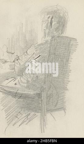 Feuille 6 recto d'un carnet de croquis de 25 feuilles, Joanna Lion Cachet-cordes assis dans une chaise, Carel Adolph Lion Cachet, c.1935 - c.1940 Banque D'Images