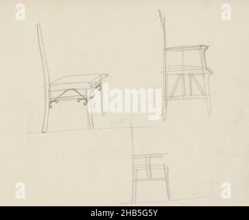 Feuille 10 recto à partir d'un carnet de croquis de 25 feuilles, dessins pour une chaise, Carel Adolph Lion Cachet, 1908 Banque D'Images