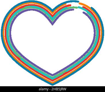 Cœur formé par une illustration de lignes courbes colorées Illustration de Vecteur
