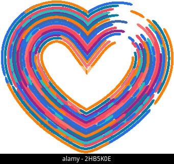 Cœur formé par une illustration de lignes courbes colorées Illustration de Vecteur