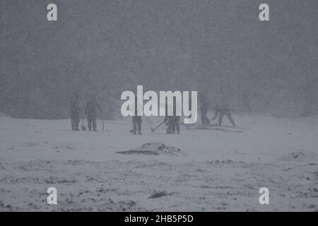 Déc 10, 2021-Paju, Corée du Sud-Corée des chars militaires sud-coréens en attente pour des tirs dans un champ de livefire nearant près de DMZ à Paju, Corée du Sud, dans cette photo est la date du 16 février 2016.Le ministre de l'unification de la Corée du Sud a déclaré jeudi que la déclaration de mettre fin officiellement à la guerre de Corée de 1950-53, si elle était publiée, pourrait être un « point tournant » pour ouvrir une nouvelle phase de paix et a exhorté la Corée du Nord à accepter son offre de dialogue. Banque D'Images