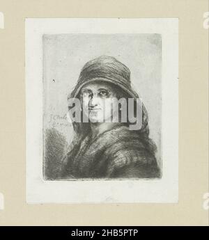 Jeune femme à capuche, The Compleat work of etchings by John Chalon, oeuvre complète des eaux fortes par Jean Chalon (titre de la série), l'imprimé fait partie d'un album., Imprimeur: Jan Chalon (mentionné sur l'objet), Jan Chalon (mentionné sur l'objet), Imprimeur: Amsterdam, Editeur: Londres, Londres, Londres, Londres,1793 et/ou 1802, papier, gravure, pointe sèche, hauteur 134 mm × largeur 109 mm Banque D'Images