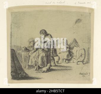 Curatif de la blind Tobias, Recueil de quatre-vingt-cinq estampes originales (titre de la série), l'imprimé fait partie d'un album., imprimeuse: Ignace-Joseph de Classin, dessinateur intermédiaire: Rembrandt van Rijn (mentionné sur l'objet), Paris, 1776 - 1807 et/ou 1807 - 1808, papier, gravure, largeur 170 mm × 150 mm, hauteur mm Banque D'Images