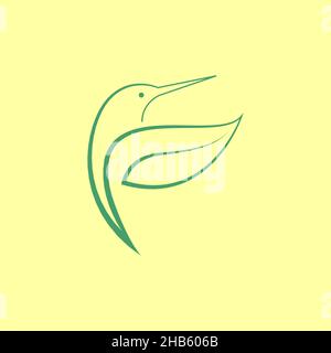 beauté oiseau colibris feuille forme logo design vecteur graphique symbole icône signe illustration idée créative Illustration de Vecteur