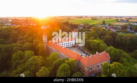 Panorama aérien du château historique de Panemune à Vytenai, dans le quartier de Jurbarkas.Lituanie destination historique Banque D'Images