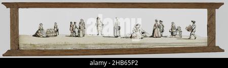 Hommes et femmes sur un marché, plaque de verre en bois.Panorama des hommes et des femmes sur un marché.Sur la gauche, un homme tenant un panier de fleurs.À côté d'elle une femme derrière une table, sur laquelle sont deux lapins de fleurs.À côté d'eux encore un homme et une femme marchant.À côté d'elle un couple assis intime.À côté d'elle une femme tenant un panier avec le contenu.À côté de lui encore un homme.À côté d'elle une femme debout derrière une table, avec deux jeunes hommes autour d'elle et à l'extrême droite deux femmes (une crouching) parlant.Partie de trente-six plaques, dont quatorze autres décrivent l'illumination et la compagnie., anonyme Banque D'Images