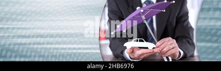 Symbole de couverture automatique par un agent général ; bannière panoramique Banque D'Images