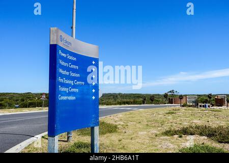 Panneau routier pour la centrale nucléaire d'Eskom Koeberg, Afrique du Sud Banque D'Images