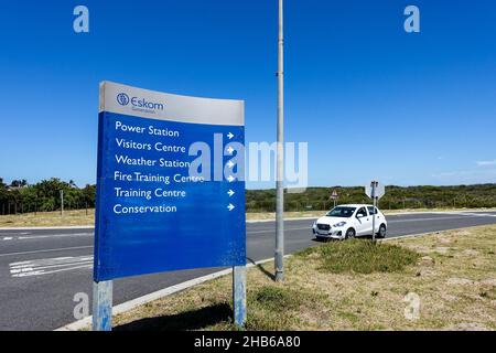 Panneau routier pour la centrale nucléaire d'Eskom Koeberg, Afrique du Sud Banque D'Images