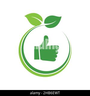Comme un panneau avec des feuilles vertes en cercle.Pouce vert écologique.Concept de mode de vie sain.Idée de nourriture biologique.J'adore la nature.Vecteur Illustration de Vecteur