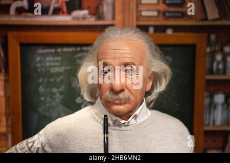 Statue de cire Albert Einstein à Madame Tussauds Istanbul. Banque D'Images