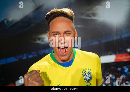 Sculpture en cire de Neymar au musée Madame Tussauds d'Istanbul.Neymar est un footballeur brésilien. Banque D'Images