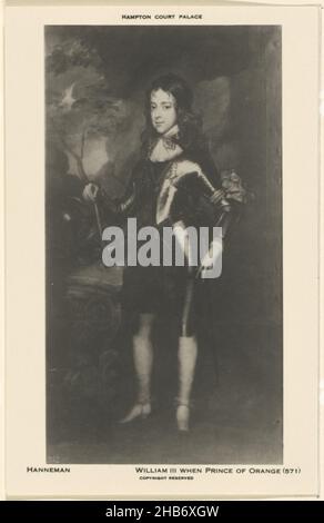 Portrait de William III, Prince d'Orange, portrait de William IIIDans la marge inférieure son nom et titre., anonyme, après: Adriaen Hanneman (mentionné sur l'objet), pays-Bas, imprimeur: Bradford, 1850 - 1949, support photographique,hauteur 138 mm × largeur 88 mm Banque D'Images