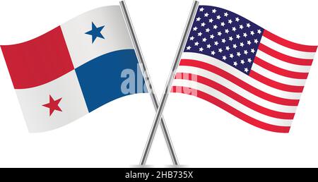 Drapeaux de l'Amérique et du Panama.Illustration vectorielle. Illustration de Vecteur